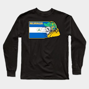 Cool Nicaragua Skull Flag, Nicaragua Flag, Nicaraguans Long Sleeve T-Shirt